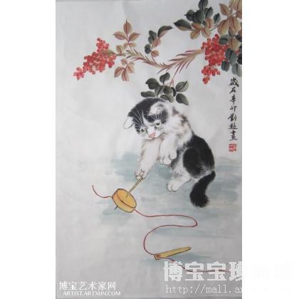 刘超 传统花鸟画 猫咪 写意国画猫狗作品 类别: 写意国画猫狗