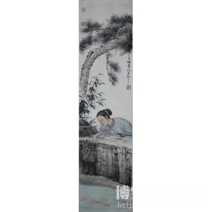 闫畅青 观鱼图 类别: 国画人物作品