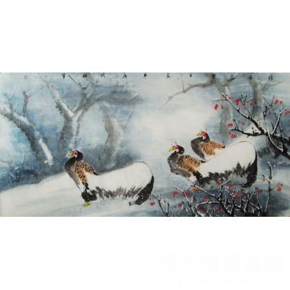 杜广欣 珍禽迎雪 类别: 国画花鸟作品