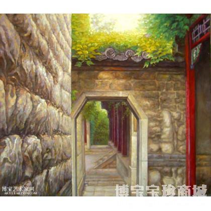 张金生 老墙新绿 类别: 风景油画