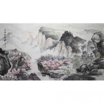 春满桃花源 山水画 李晓明水墨作品 类别: 国画山水作品