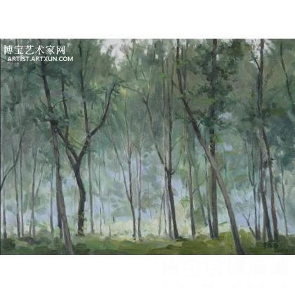 李厚岑 晨光的树林 类别: 风景油画