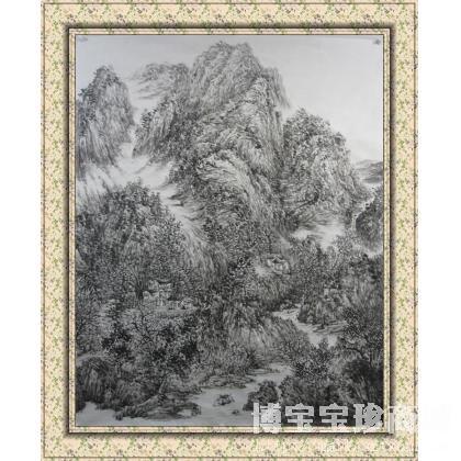 王伟 鸣泉观道 类别: 国画山水作品