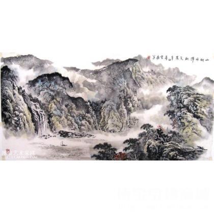 山明水净秋气高 山水画 韩世炎作品 类别: 国画山水作品